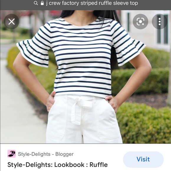 J. Crew striped flutter sleeve top - Picture 2 of 5